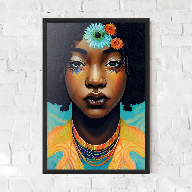 Gerahmte Poster Portrait With Flowers Begrenztes Angebot