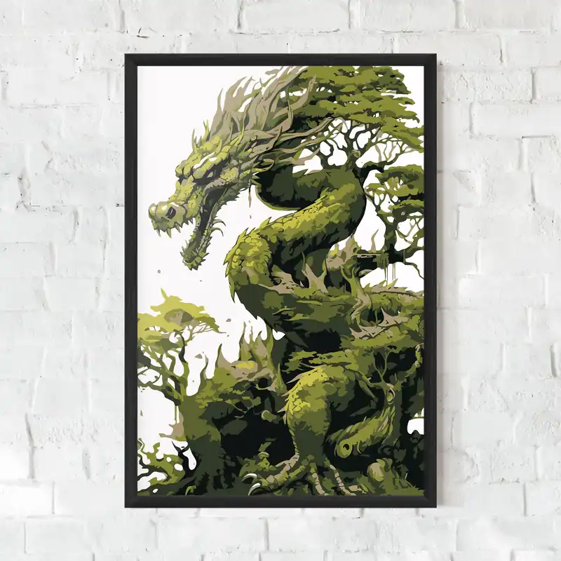 Gratis Versand Gerahmte Poster Green Nature Dragon
