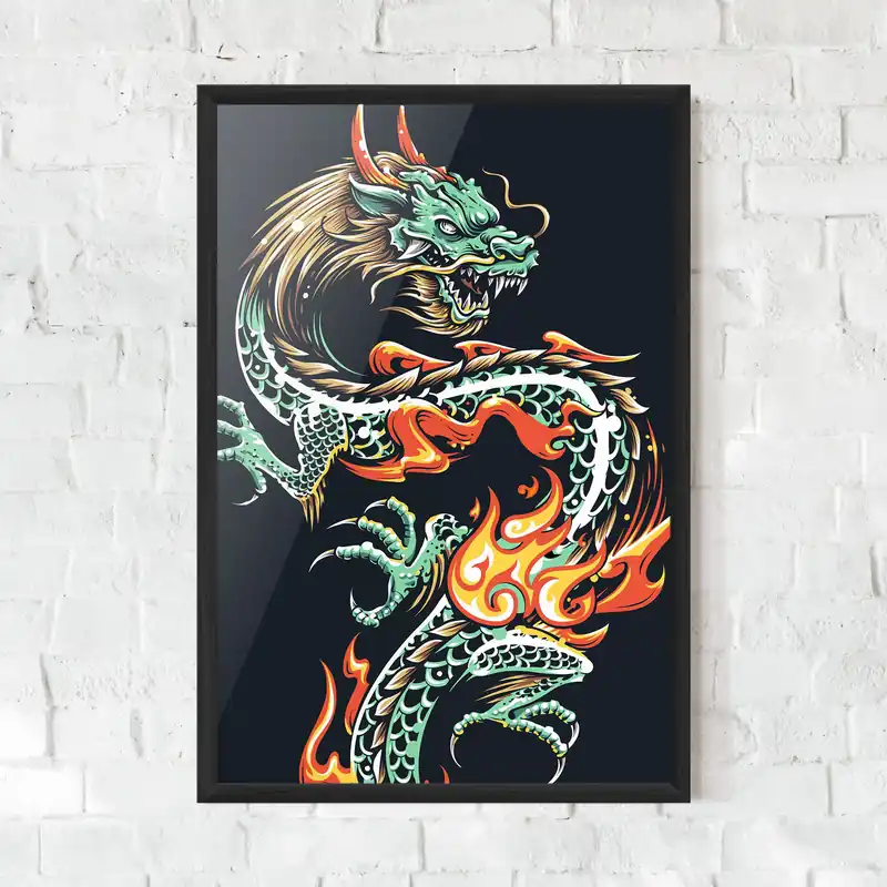 Kracherpreis Gerahmte Poster Dragon Green