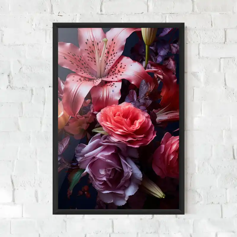 Neue Kollektion Gerahmte Poster Pink Lily Roses