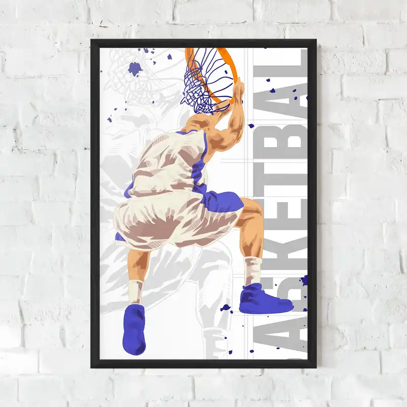 Markenprodukt Gerahmte Poster Grey Basketball