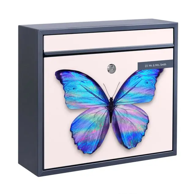 Holografischer Schmetterling Briefkasten mit eigenem Text Aktuell