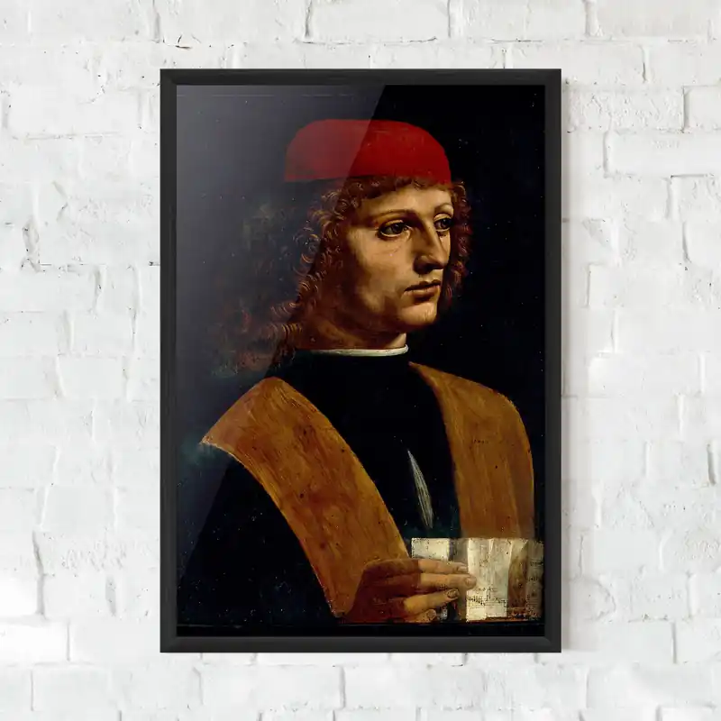 Gerahmte Poster Leonardo Da Vinci Portrait Of A Musician Pinacoteca Ambrosiana Rabatt