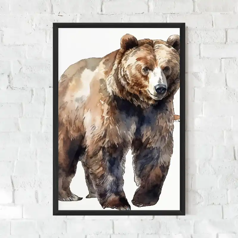 Gerahmte Poster Watercolor Bear Art Ausverkauf