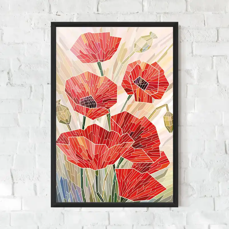 Top-Seller Gerahmte Poster Poppy Stained Glass
