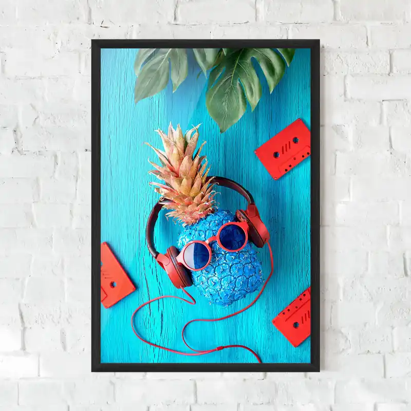 Neu Im Sortiment Gerahmte Poster Pineapple On Blue