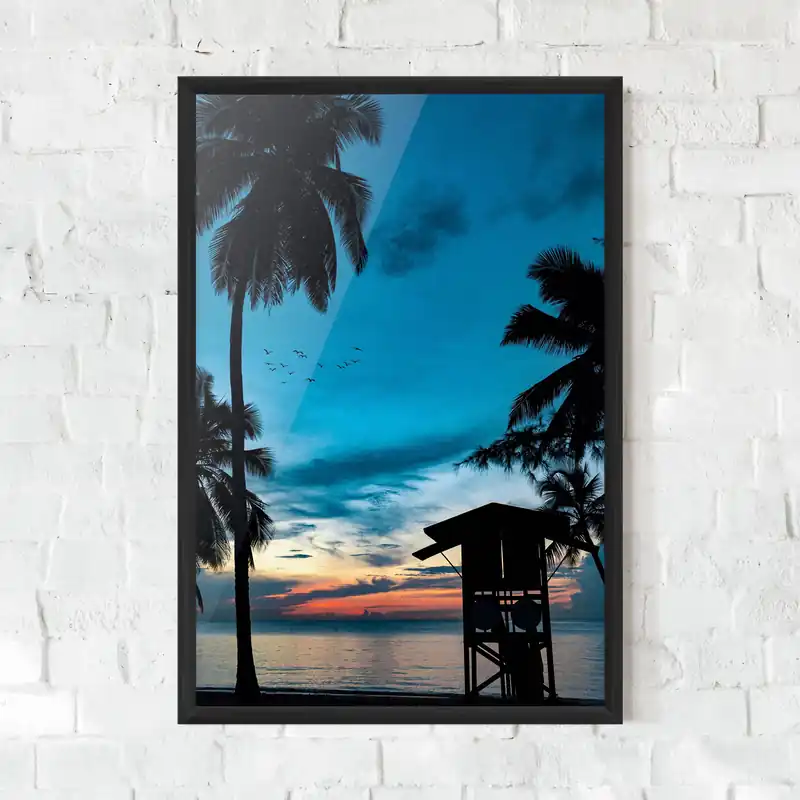 Aktuell Gerahmte Poster Palm Shilouette
