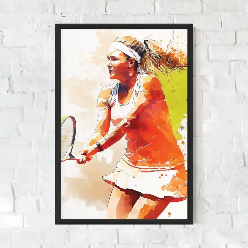 Gerahmte Poster Orange Watercolor Tennis Angebot