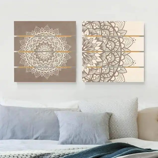 Letzte Chance Mandala Illustration shabby Set beige weiß