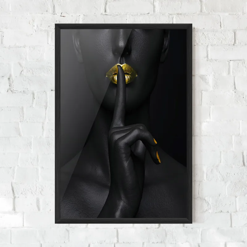 Gerahmte Poster Silence Lips Portrait Finale Aktion