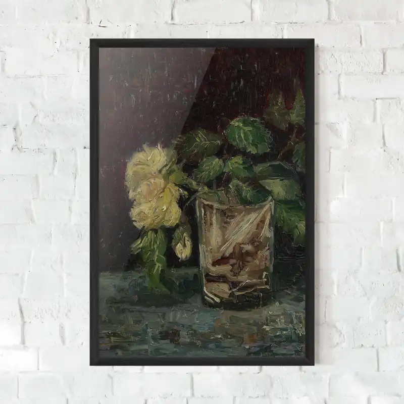 Gerahmte Poster Glas Met Gele Rozen Top-Seller