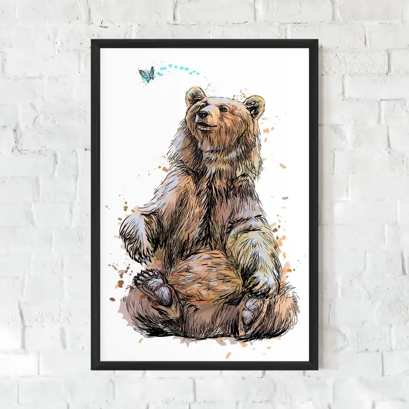 Gerahmte Poster Butterfly Bear Kostenloser Rückversand