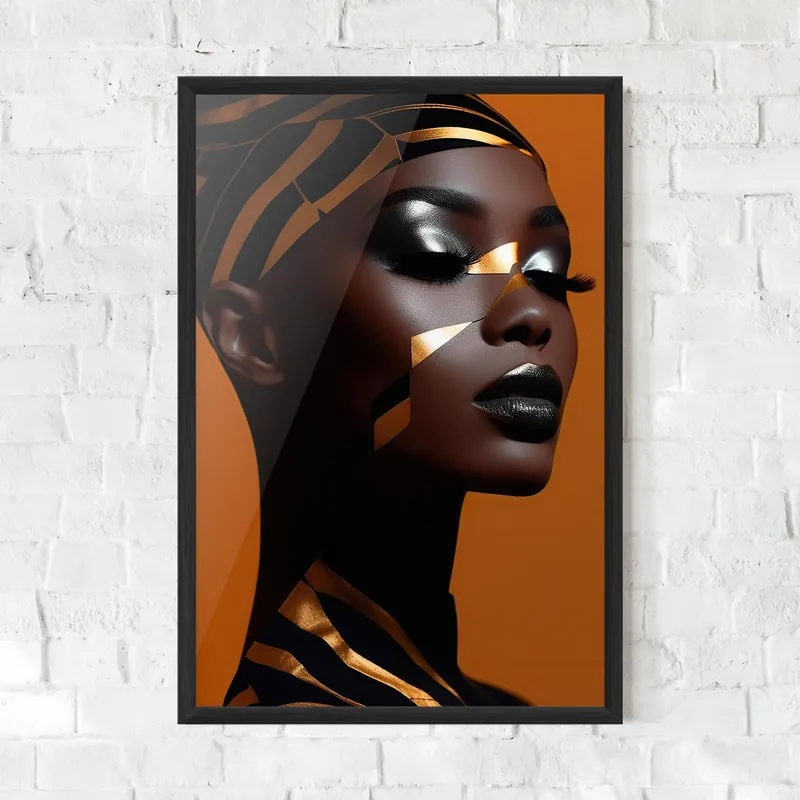 Gerahmte Poster African Woman On Orange Kostenloser Versand