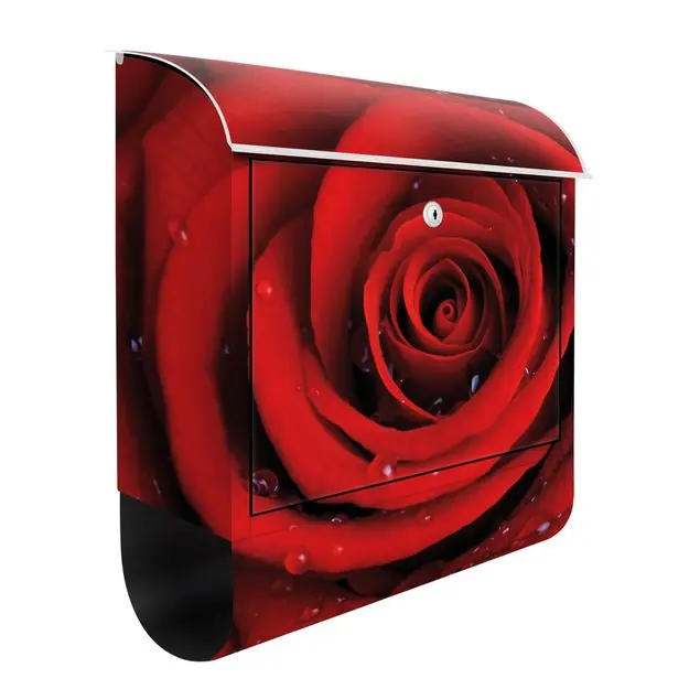 Rote Rose mit Wassertropfen Briefkasten Top-Angebot