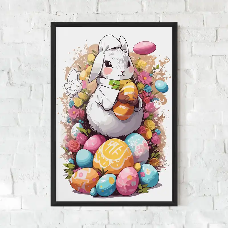 Gerahmte Poster White Easter Bunny Bestpreis