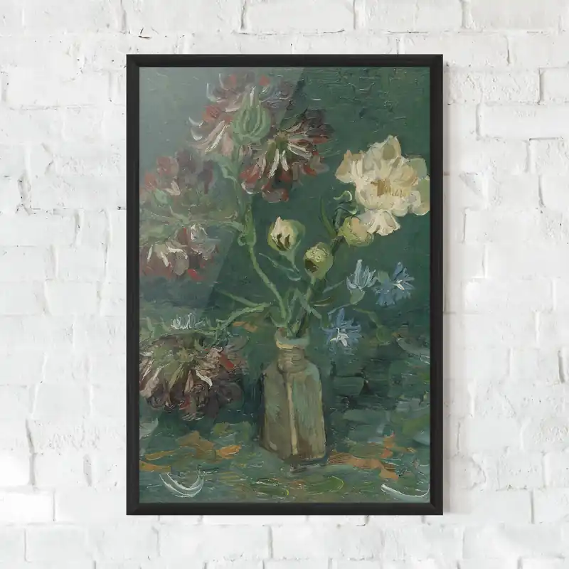 Gerahmte Poster Flesje Met Pioenrozen Sale