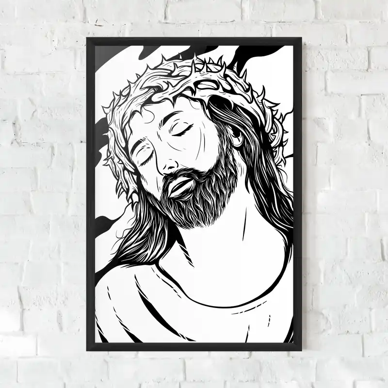 Versand Am Gleichen Tag Gerahmte Poster Black White Jesus