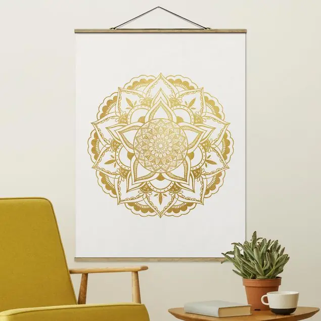 Solange Der Vorrat Reicht Mandala Illustration Ornament weiß gold