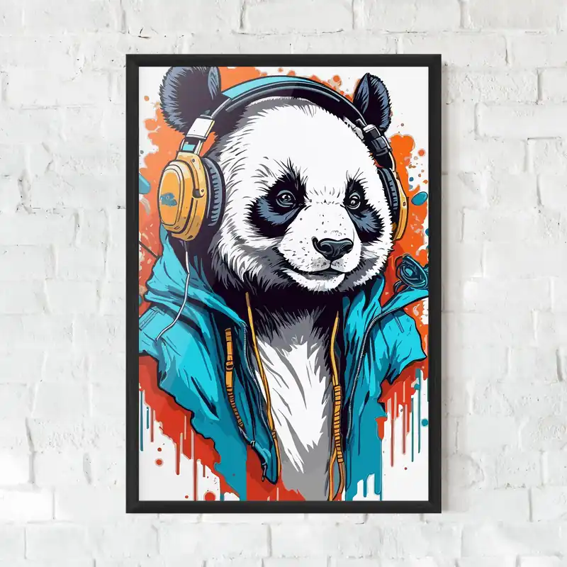 Gerahmte Poster Music Panda Billig