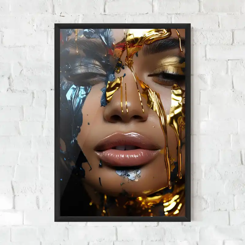 Gerahmte Poster Blue Gold Paint Face Neu Im Sortiment
