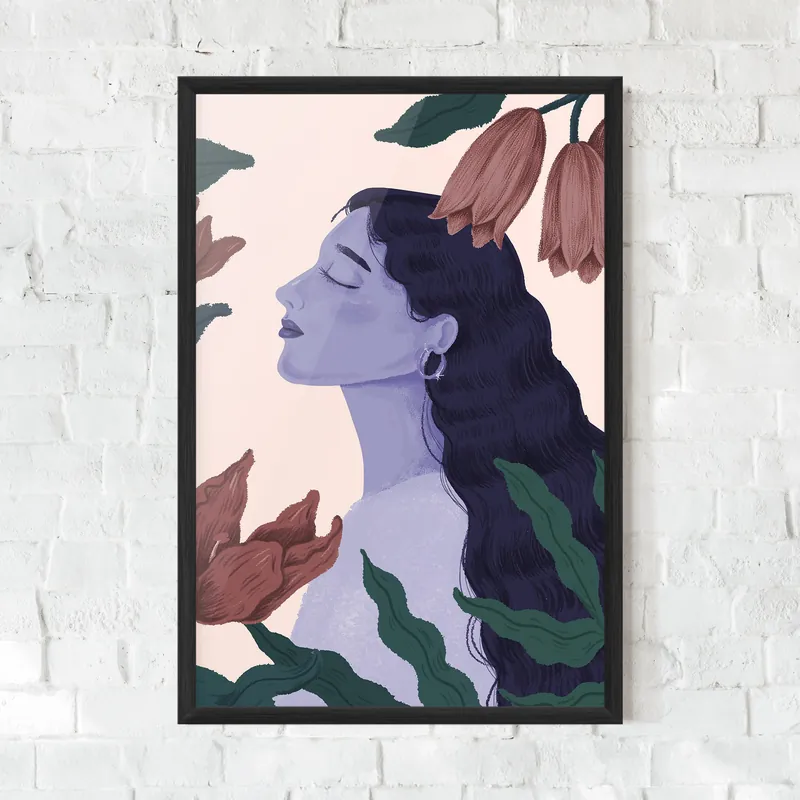 Saisonangebot Gerahmte Poster Pretty Flower Lady