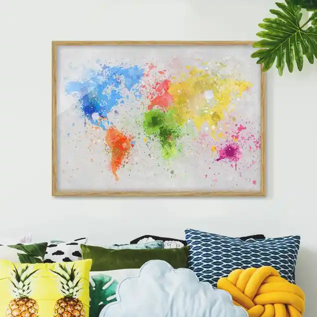 Beliebt Bunte Farbspritzer Weltkarte