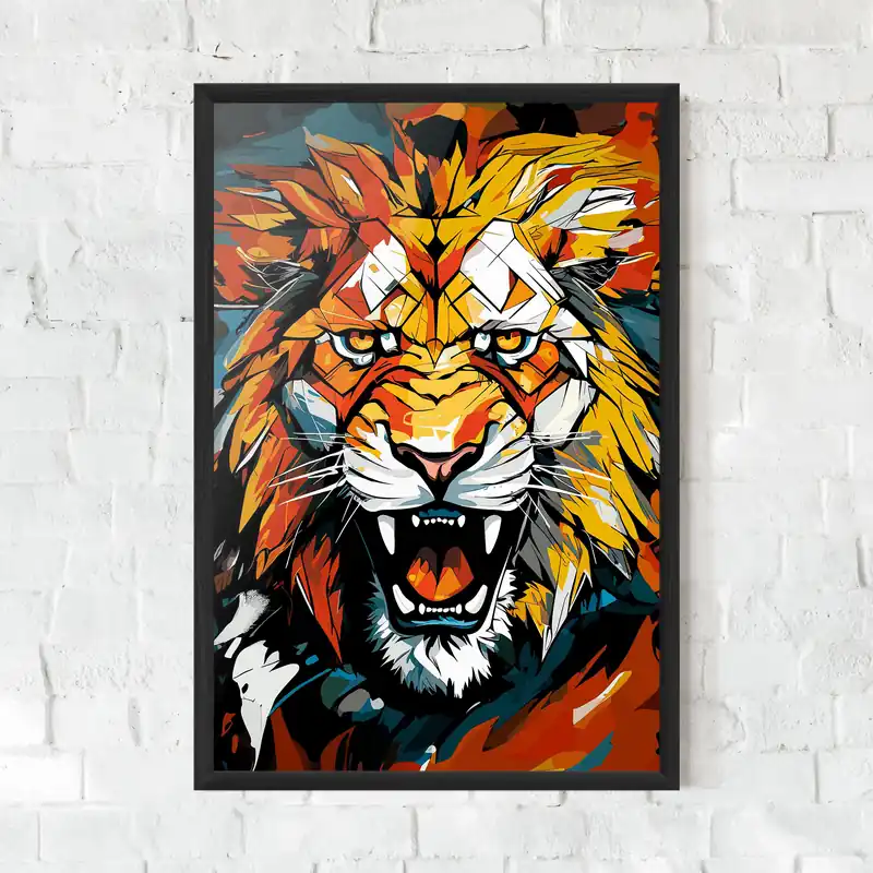 Gerahmte Poster Lion Angry Head Aktuell