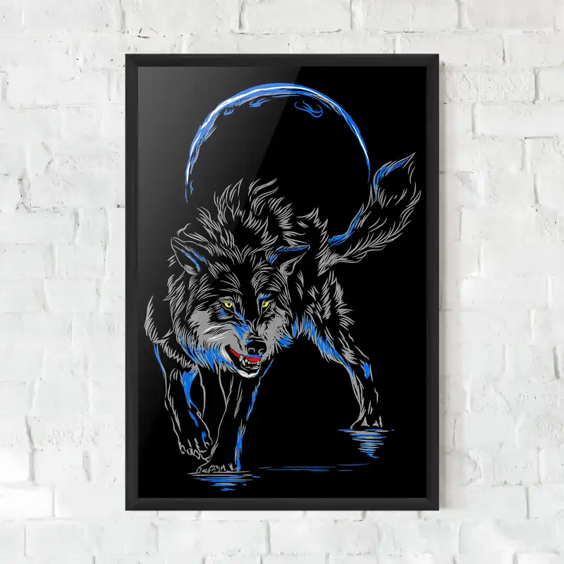 Gerahmte Poster Grey Blue Wolf Knallerangebot