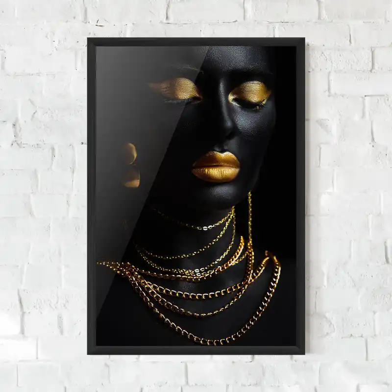 Gerahmte Poster Gold Makeup Lips Letzte Chance