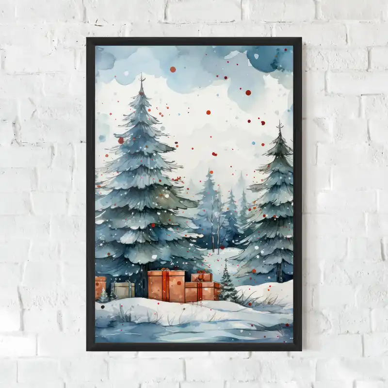 Billig Gerahmte Poster Watercolor Christmas