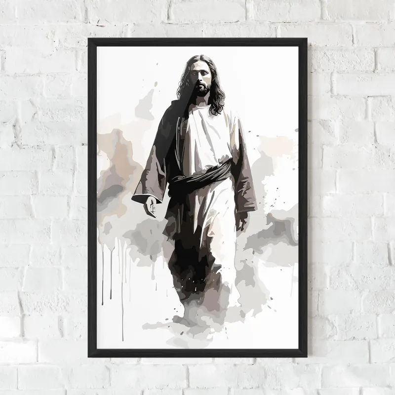 Gerahmte Poster Watercolor Jesus Preis Gesenkt