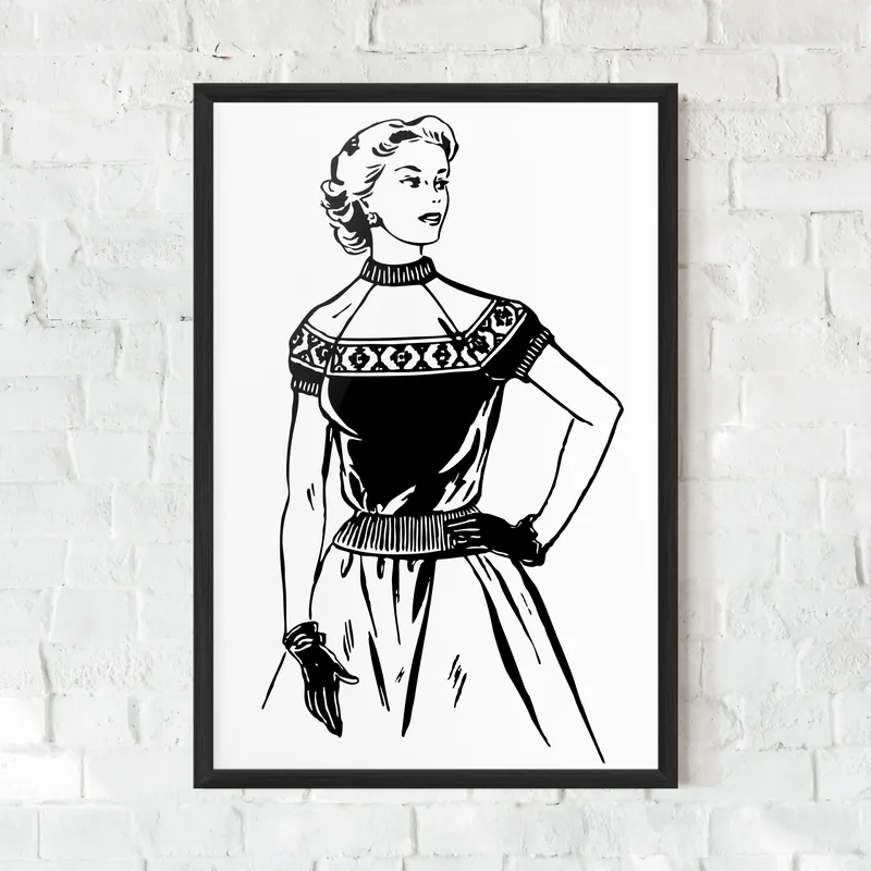 Gerahmte Poster Vintage Dress Line Sichere Zahlung