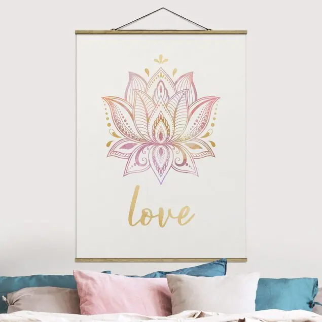 Solange Der Vorrat Reicht Lotus Illustration Love gold rosa