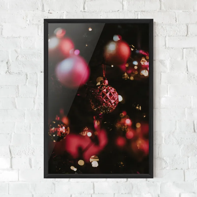 Gerahmte Poster Dark Pink Christmas Balls Top-Preis