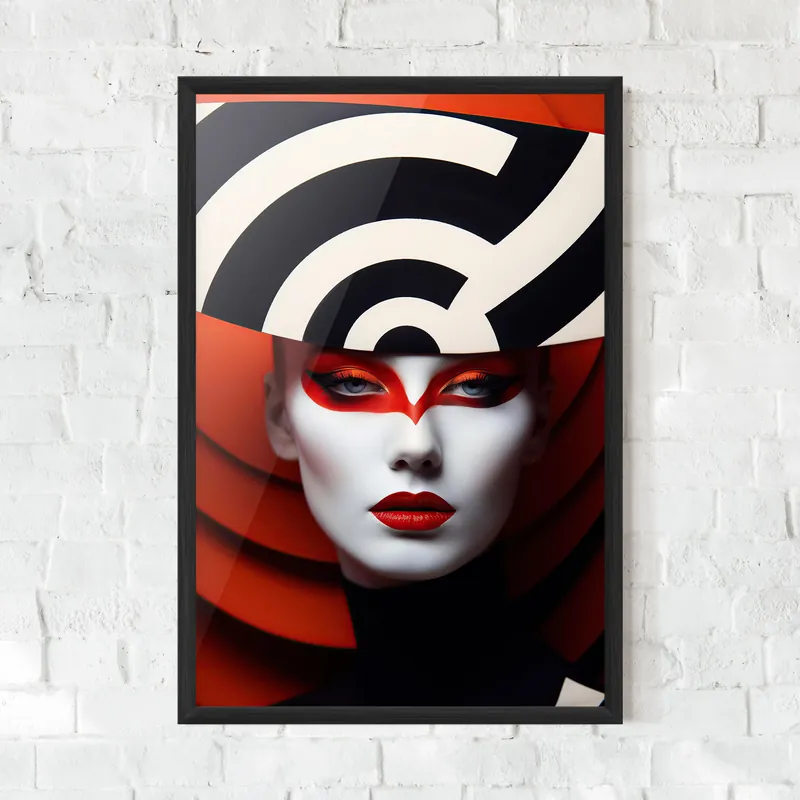 Geprüft Gerahmte Poster Red Black Woman Art