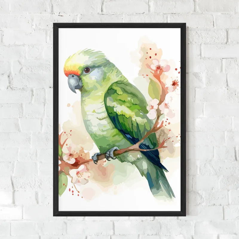 Gerahmte Poster Pretty Green Parrot Top-Preis