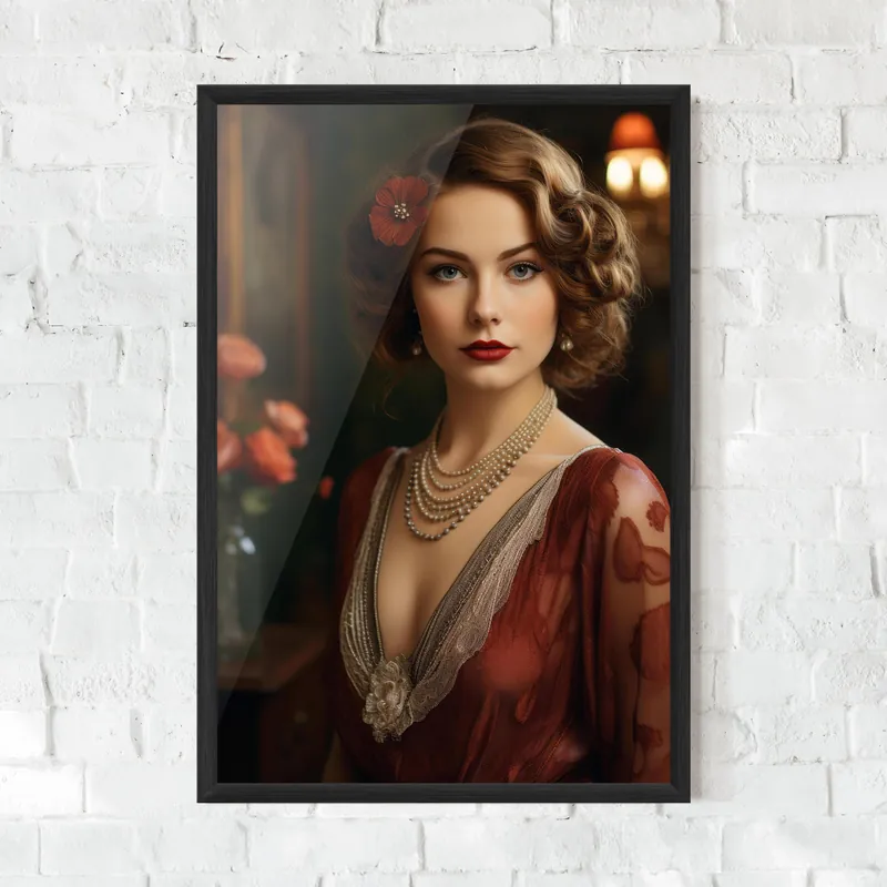 Preiswert Gerahmte Poster Vintage Red Flower