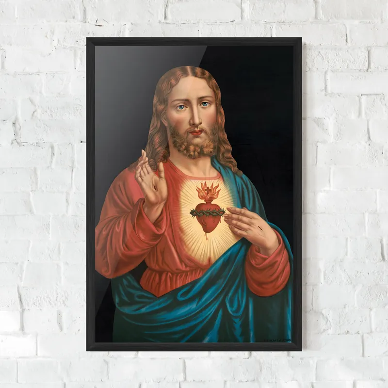 Gerahmte Poster Fire Heart Jesus Meistverkauft