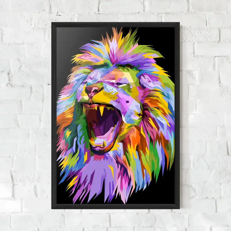 Gerahmte Poster Purple Yellow Lion Sale