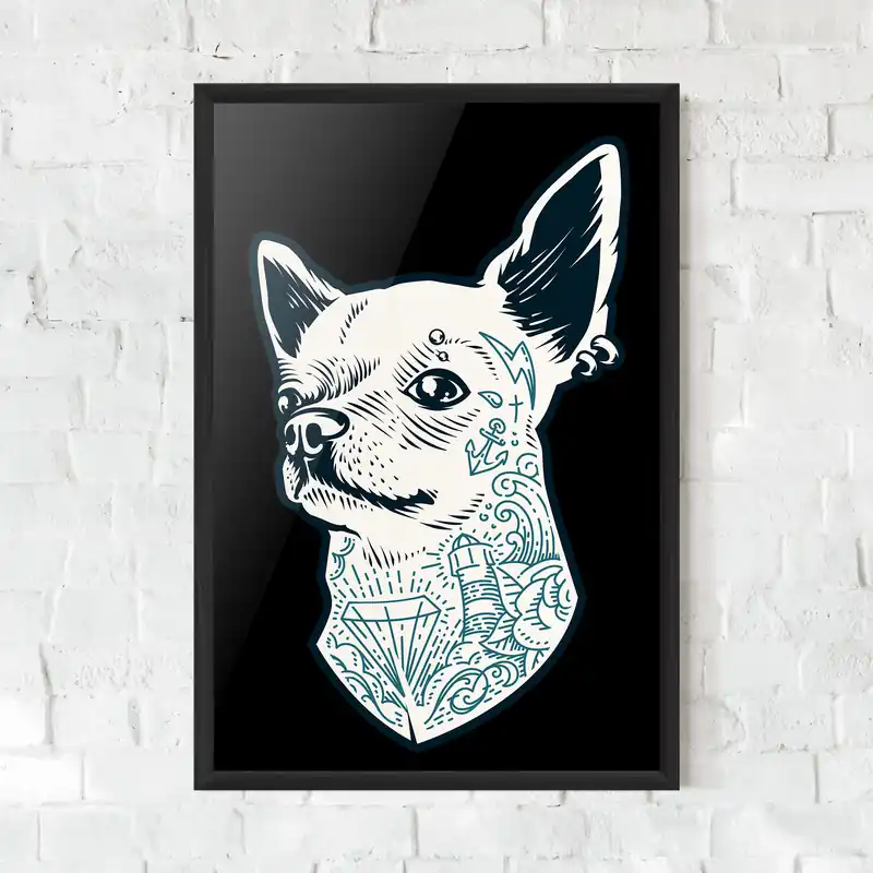 Gerahmte Poster Chihuahua Tattoo Markenprodukt