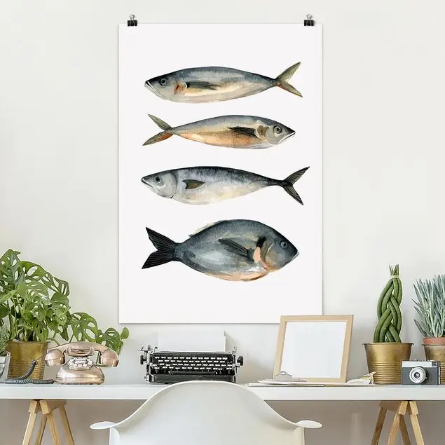Vier Fische in Aquarell I Finale Aktion