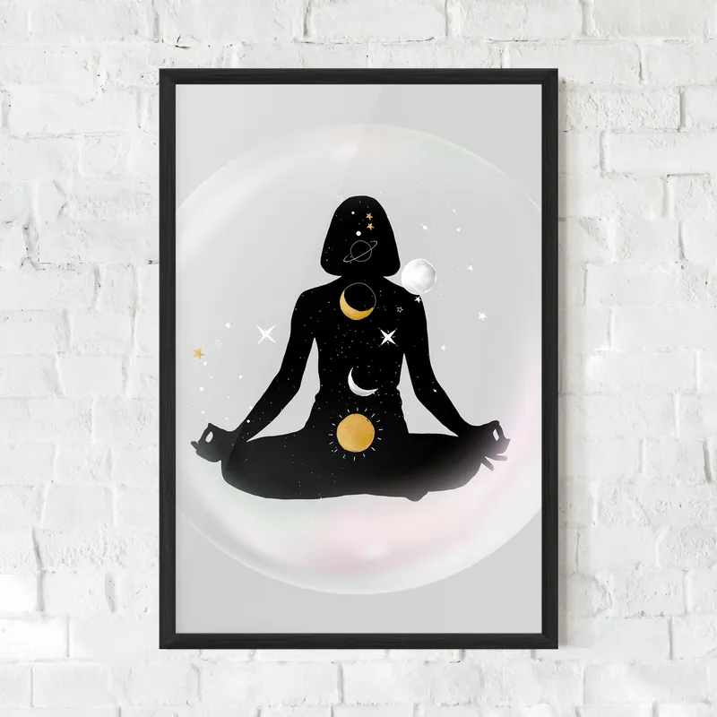 Rabatt Gerahmte Poster Yoga Shilouette Moon