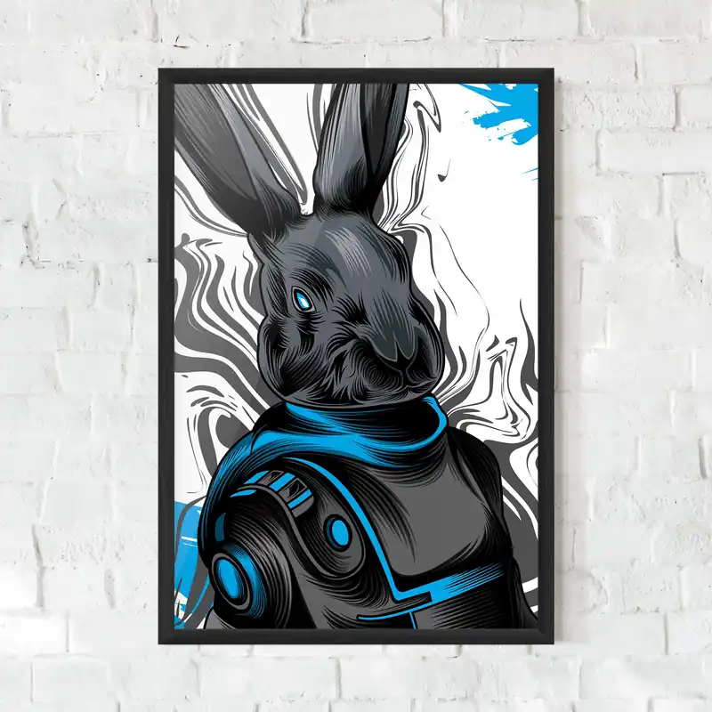 Heißes Angebot Gerahmte Poster Robot Blue Bunny