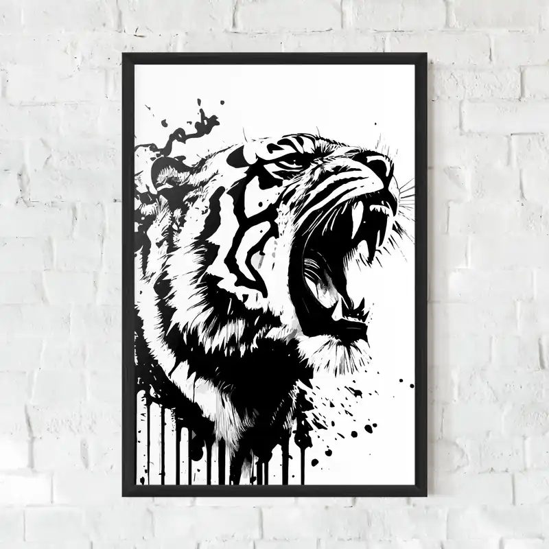 Top-Preis Gerahmte Poster Ink Art Tiger