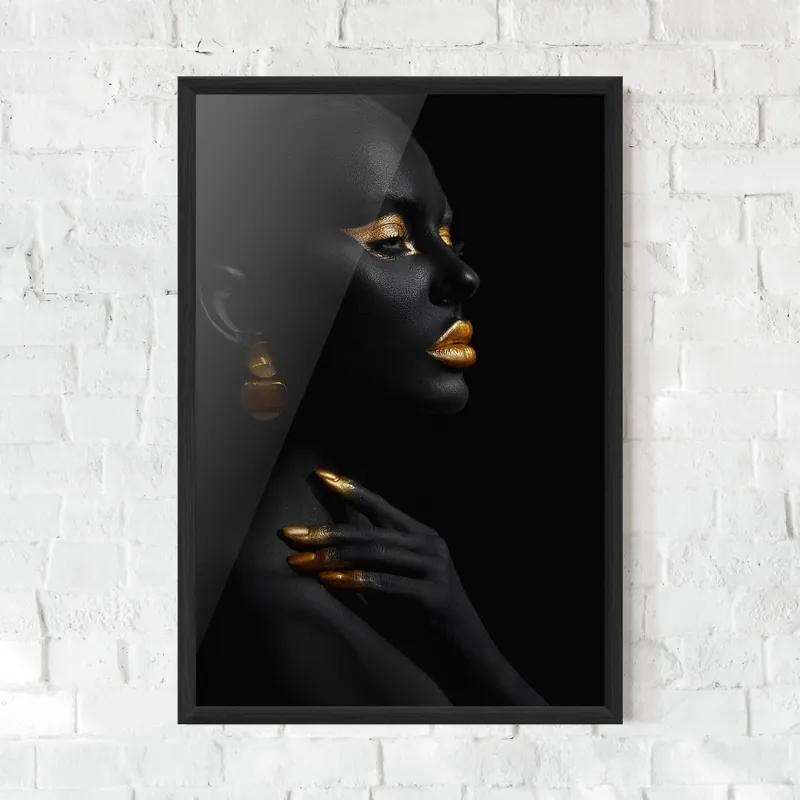 Gerahmte Poster Lips Gold Eyelids Ausverkauf