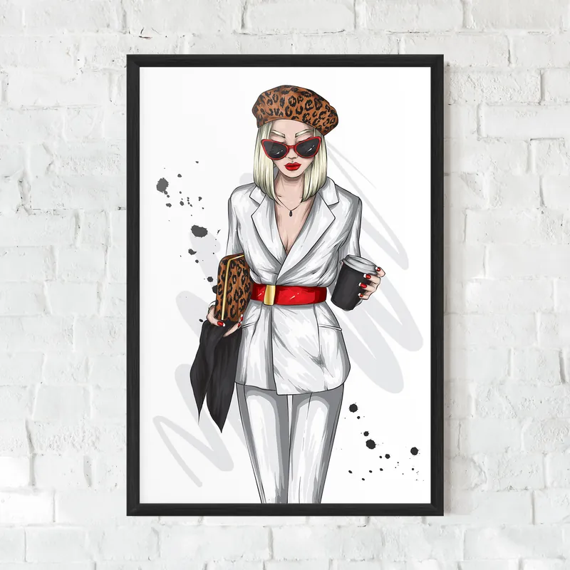 Markenware Gerahmte Poster White Suit Woman