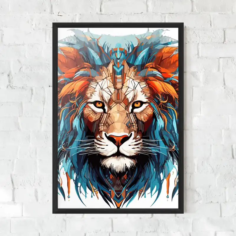 Gerahmte Poster Blue Orange Lion Saisonangebot