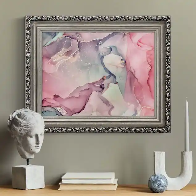 Solange Der Vorrat Reicht Aquarell Pastell Rosa mit Gold