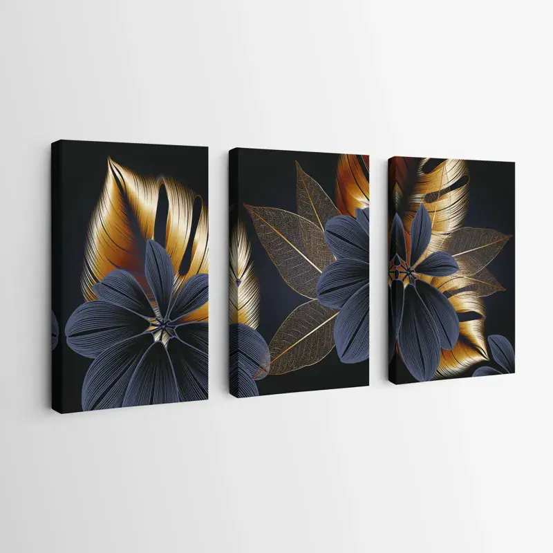 Mehrteiliges Leinwandbild Blacknd Gold Flower Heißes Angebot