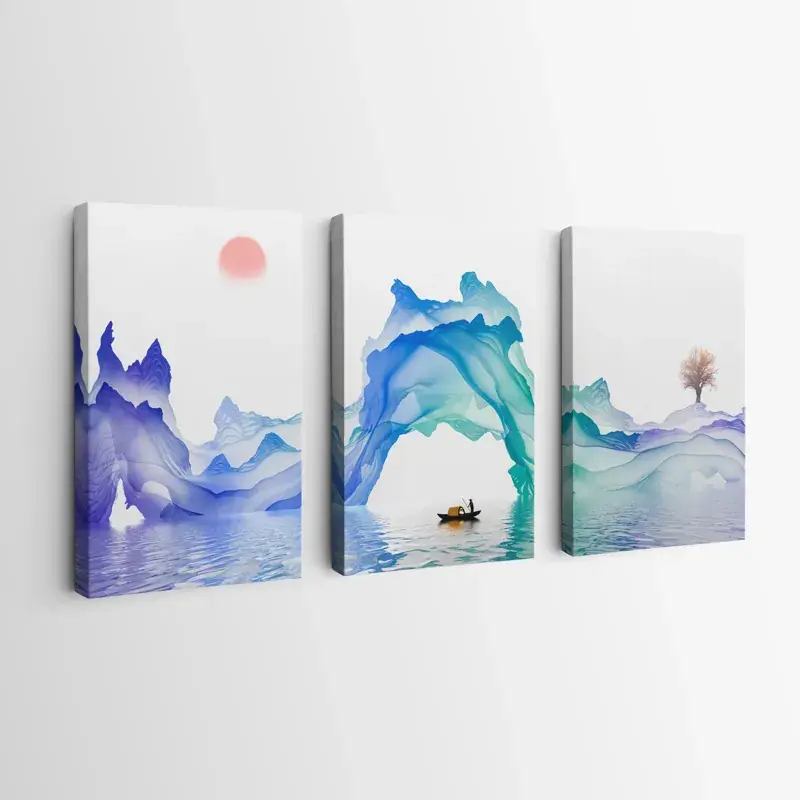 Mehrteiliges Leinwandbild Abstract Purple Lake Billig